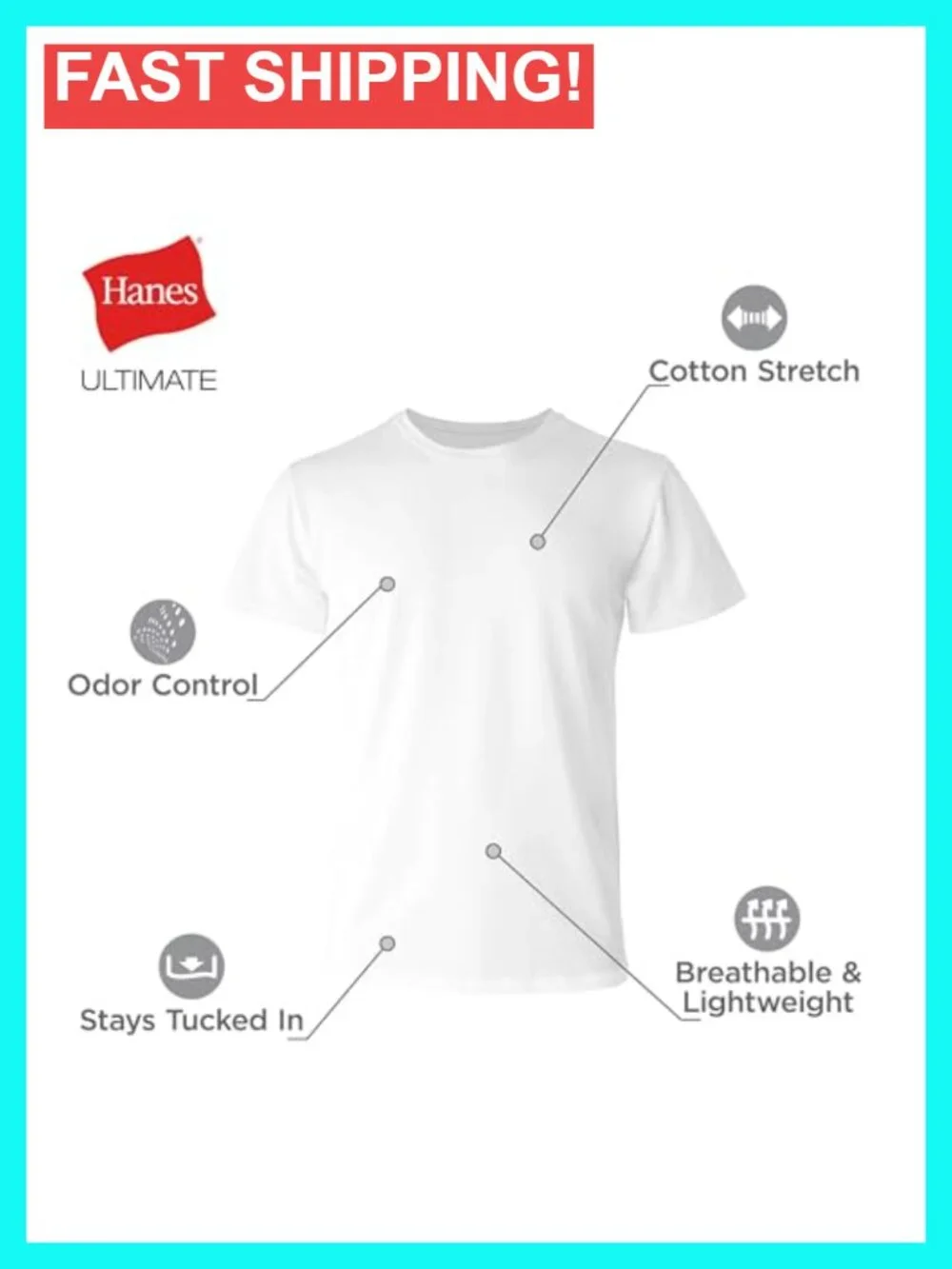 Classic Fit Men's Cotton Stretch Crewneck Undershirt Multipack